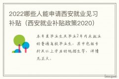 2022哪些人能申请西安就业见习补贴 2021进西安需要什么条件